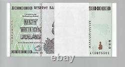 Error In Bundle, 50 Trillion Zimbabwe Dollar Money Currency. Unc 10 20 100