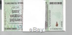 Error On Bundle, 50 Trillion Zimbabwe Dollar Money Currency. Unc 10 20 100