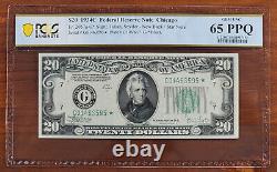 FINEST KNOWN 1934C Star $20 FRN Chicago, 65 PPQ GEM UNC