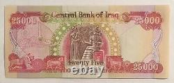 FIVE (5) x 25,000 IRAQI DINAR UNC BANKNOTES = 125K IQD, Authentic Iraq Currency