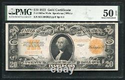 FR. 1187m 1922 $20 MULE GOLD CERTIFICATE CURRENCY NOTE PMG ABOUT UNC-50EPQ