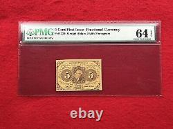 FR-1230 First Issue 5c Cent Fractional/Postage Currency PMG 64 EPQ Choice UNC