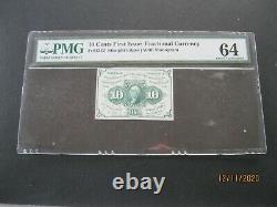 FR-1242 FIRST ISSUE 10 Cent FRACTIONAl / POSTAGE CURRENCY PMG 64 CHOICE UNC
