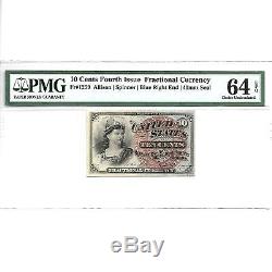 FR 1259 10 CENTS 4th ISSUE FRACTIONAL CURRENCY PMG 64 CH UNC FREE SHIPPING