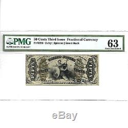 FR 1358 50c FRACTIONAL CURRENCY THIRD ISSUE PMG 63 CH UNC FREE SHIPPING