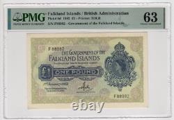Falkland Islands, British Administration 1 pound 1982 P#8d Ch UNC 63 PMG Details