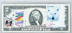 Federal Reserve Bank Note National Currency Two Dollar Bill Unc Stamp Polar Bear