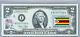 Federal Reserve Notes 2003 Two Dollar Bill Unc Currency Cancelled Us Stamps Flag
