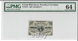 Fr 1226 3 Cents Thrid Issue Fractional Currency Pmg 64 Ch Unc Free Shipping