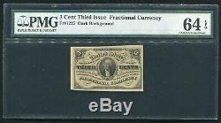 Fr. 1227 3 Three Cents Third Issue Fractional Currency Note Pmg Unc-64epq