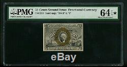 Fr. 1318 50c 50 Cents 2nd Issue Fractional Currency PMG 64 EPQ Choice UNC GEM