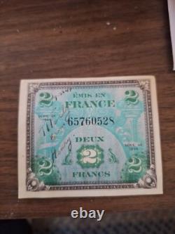 France banknote allied military currency 2 francs (1944) WW2 series X UNC