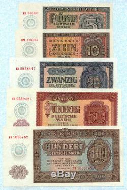 GERMANY DEMOCRATIC REPUBLIC 5-100 D. Mark 1955 P17x-21x UNC Military currency
