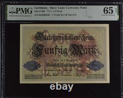 GERMANY STATE LOAN CURRENCY 50 Mark 1914 P 49b UNC PMG 65 EPQ