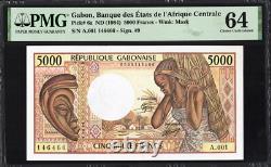 Gabon 5000 Francs P6a 1984 PMG64 Choice UNC Banknote Currency Note French AFRICA