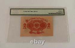 Germany 1914 2 Marks -state Loan Currency Note- Blue S/n -pmg 64 Unc Epq