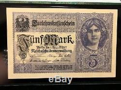 Germany 1917 5 Mark State Loan Currency Banknote Pmg Gem Unc. 66 Epq (980)