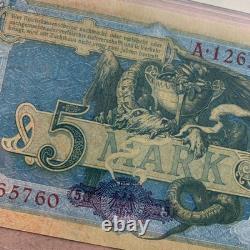 Germany 5 Mark Banknote 1904 P8b UNC TQG 64 EPQD Germania, Dragon Currency B999