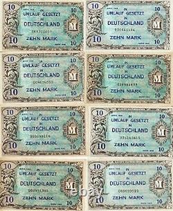 Germany-Lot-(21), 10 Mark Allied Military Currency1944, Unc-EF CondPick#194-A