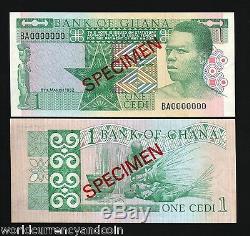 Ghana 1 Cedi P17 1982 Specimen Man Weaving Rare Unc Bill World Currency Note