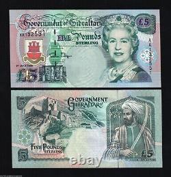 Gibraltar 5 POUNDS P-25 1995 QUEEN Elizabeth AA Prefix UNC SWORD World Currency