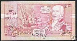 Guernsey 20 Pounds P55 1995 Ship Gibraltar Bay Frigate Unc Currency Money Note