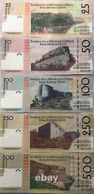 Haiti 25-500 Banknote Lot 5 Pcs 2004 UNC Currency Matching Serial # Full Set