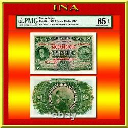 INA MOZAMBIQUE 1921 1-Escudo Gem Unc PMG 65 EPQ Extremely Very Finest Top Pop