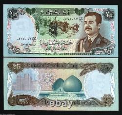 IRAQ 25 DINARS P-73 1986 x 100 Pcs Lot SADDAM MILITARY UNC IRAQI Bundle BANKNOTE