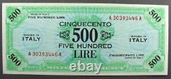 ITALY 500 Lire Banknote Issued 1943 P#M22a Series 1943A -Crisp Unc 5203