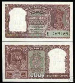 India 2 RUPEES P-30 ND 1962 Rama Rau SIGN Tiger UNC INDIAN CURRENCY Animal NOTE