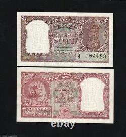 India 2 Rupees P30 1962 Ashoka Tiger Unc Pcb Indian Currency Money Bill Note
