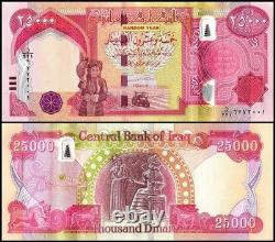 Iraq 250000 Dinars 25000 x 10 NEW UNC 250k Quarter Million IQD Authentic
