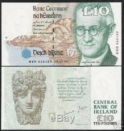 Ireland Republic 10 Pounds P76 1999 Jyoce Euro Unc Rare Irish Currency Bank Note