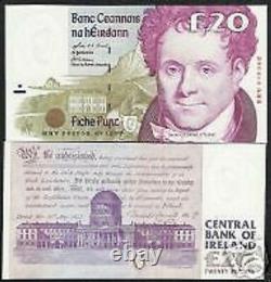 Ireland Republic 20 Pounds P-77 1999 Horse Euro Unc Rare Irish Currency Banknote