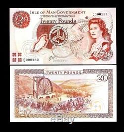 Isle Of Man 20 Pounds P43 1983 Queen Map Rare Unc Currency Money Bill Bank Note