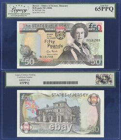 Jersey 50 Pounds 2000 Black Lcg Graded Gem Unc 65 Ppq Queen Elizabeth II