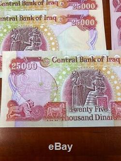 LOT IRAQI DINAR 9 x 25000 IQD Currency UNC Uncirculated AUTHENTIC 1G