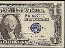 LOW NUMBER 9 UNC 1935F $1 DOLLAR BILL SILVER CERTIFICATE NOTE CURRENCY Fr 1615
