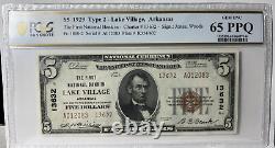 Lake Village, Arkansas $5 National Currency, Ch# 13632 Pcgs Gem Unc 65 Ppq Nice