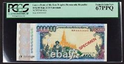 Laos Lao 2010 Specimen Pcgs 67 Ppq Gem Unc 100,000 Kip P-40 Banknote