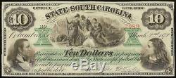 Large 1872 $10 Dollar Bill South Carolina Note Currency Big Paper Money Unc