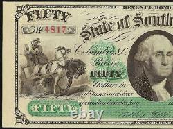 Large 1872 $50 Dollar Bill South Carolina Note Big Currency Old Paper Money Unc