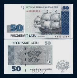 Latvia 50 LATU P-46 1992 Pre Euro UNC Latvian Sailing Ship Currency Money NOTE