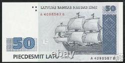Latvia 50 Latu P46 1992 Euro Sailing Ship Key Cross Unc Currency Money Bill Note