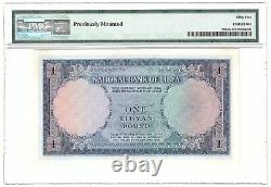 Libya Libyan 1 Pound 1955 (1959) P20 a UNC AU PMG55 King Idris Era Currency