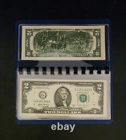 Limited Edition 10 Sequential $2 Bills with Unique Serials in Blue Album UNC
