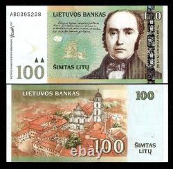 Lithuania 100 LITU P-70 2007 PRE EURO UNC Lithuanian World Currency Money NOTE