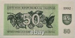 Lithuania 50 Talons P-41 1992 Grouse Rare UNC Lithuanian Currency Banknote -B61