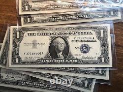 Lot Of 14 1957 One Dollar Note $1 Silver Certificate Blue Seal UNC Currency Lot